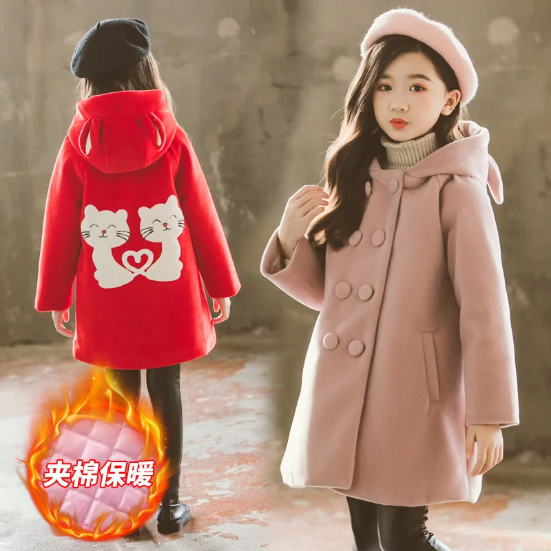 Осенне зимнее пальто для девочек новая стильная детская одежда детское