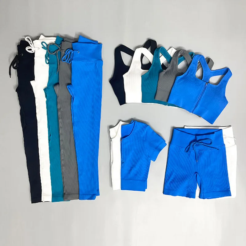 Бесшовный комплект для йоги из 2 предметов пикантный спортивный костюм на молнии