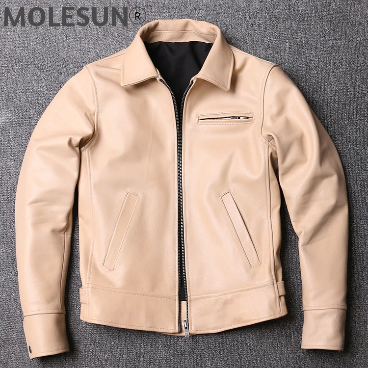 

AKOOSUN Cowhide Leather Jacket Men Clothes 2021 100% Real Cow Leather Coat Spring Autumn Genuine Leather Oil Wax Vintage Jackets