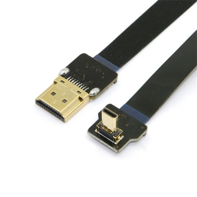 Плоский кабель 90 градусов вверх под углом FPV Micro HDMI-совместимый штекер к FPC для ТВ