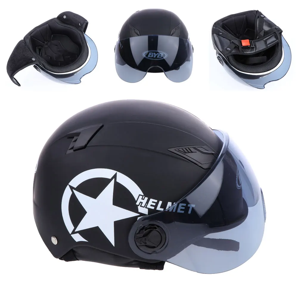 

Motorcycle Helmet with Sun Visor and Release Buckle M Mock Black +Tawny B
