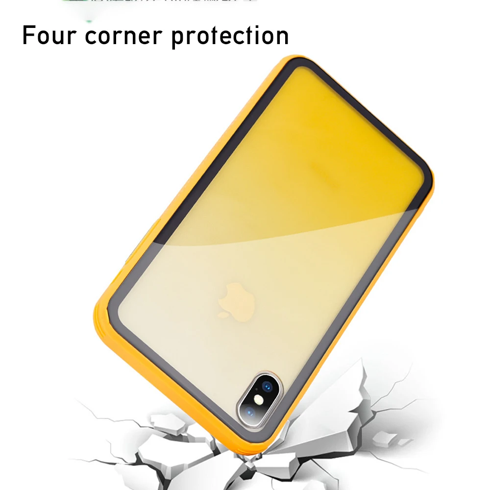 Красочный противоударный силиконовый бампер рамка стеклянный чехол для iPhone X XS XR