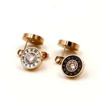lady jewelry roman number stud earring crystal gold color 316l stainless steel love earrings for women earring party ke301