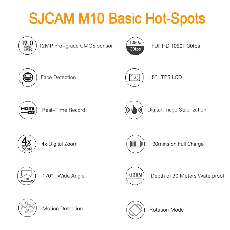 Оригинальная Экшн-камера SJCAM M10/M20 HD 1080P Sports DV 1,5 lcd 12MP видеокамера для дайвинга Водонепроницаемая камера DVR Sports DV