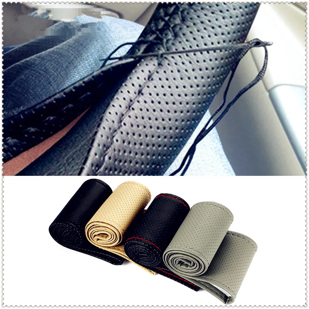 Оплетка руля для автомобиля Кожаная оплетка на руль 38 см Hyundai Accent Azera Elantra Solaris Verna