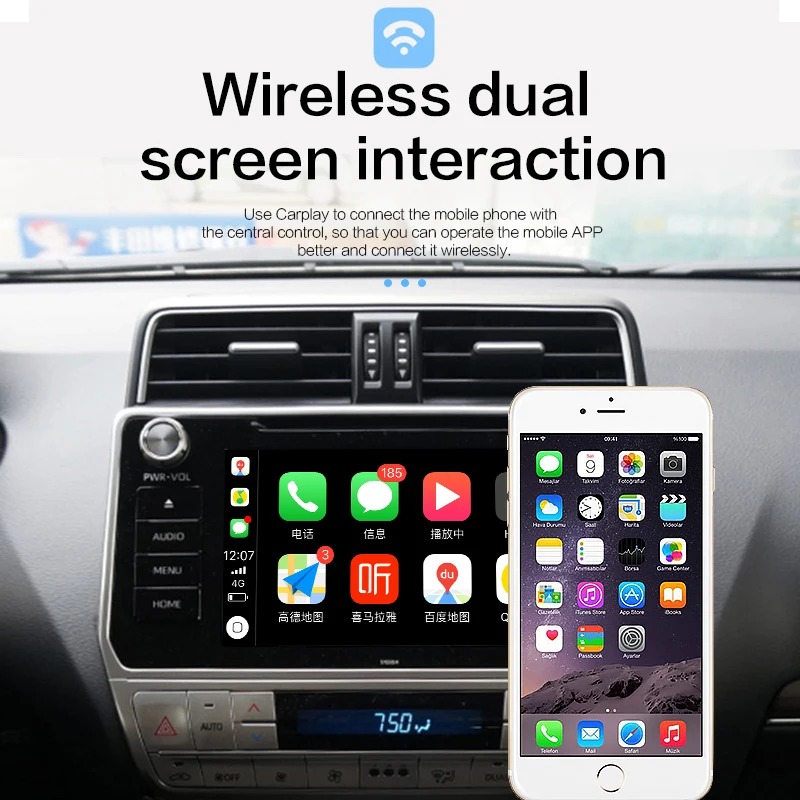 Беспроводной Apple Carplay toyota Android авто для PRIUS Hilux Camry Tundra Sienna Fortuner Landcruiser Prado
