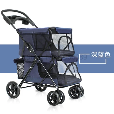 

Portable Folding Double-layer Pet Stroller for 2 Dogs with Large Space Four-wheeled Double Dog Strollers Sale Outdoor Travel