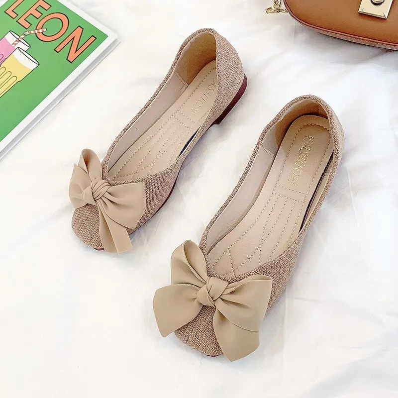 

Akexiya, Single shoes women's summer flat bottom all-match 2020 new Korean style shallow bow fashion casual shoes