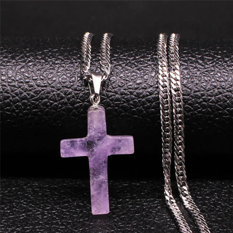 Женское Ожерелье из нержавеющей стали ожерелье серебряного цвета с натуральным