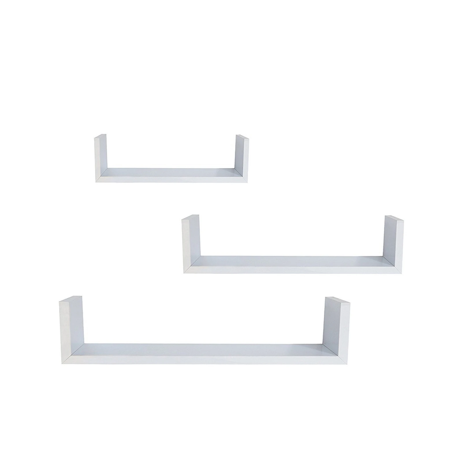 

3pcs U-Shape Shelves Wall Mount White Home Decor Floating Display Ledge Bookshelf Storage Living Room Bedroom Office Decorations