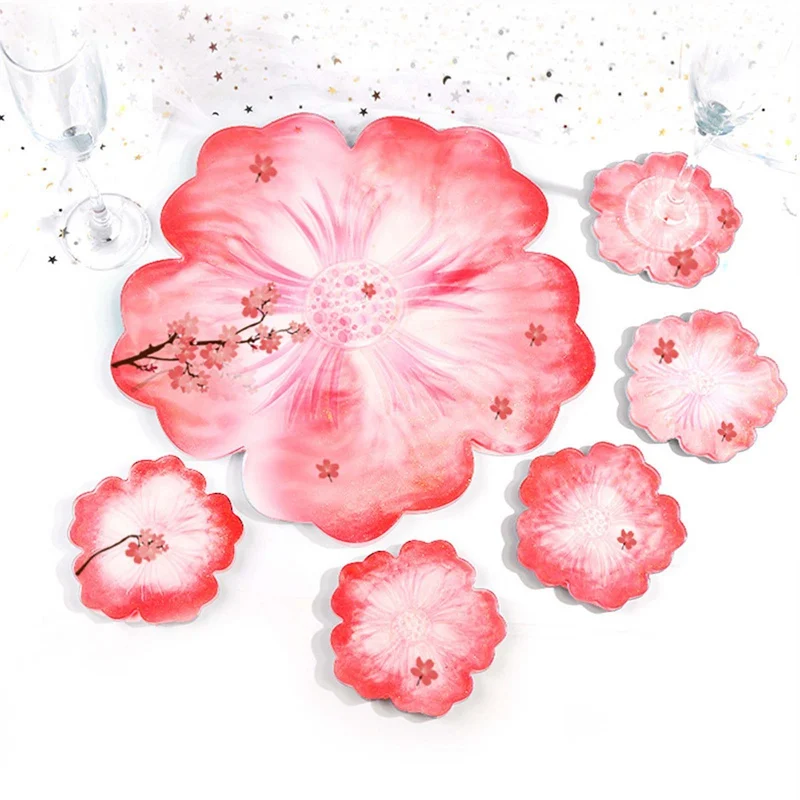 

Creative Flower Tea Tray Coaster Mold Set DIY Crafts Home Decoration Plate Coaster Decoration Handmade Mold