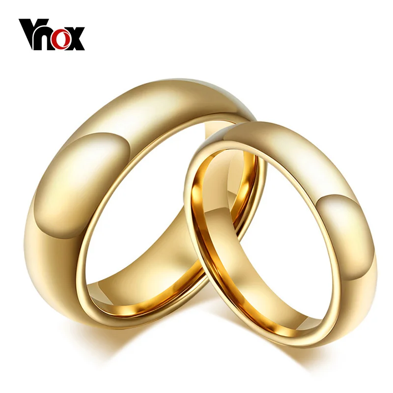 

Vnox 6mm/8mm Tungsten Carbide Wedding Ring for Women / Men Classic Gold-color