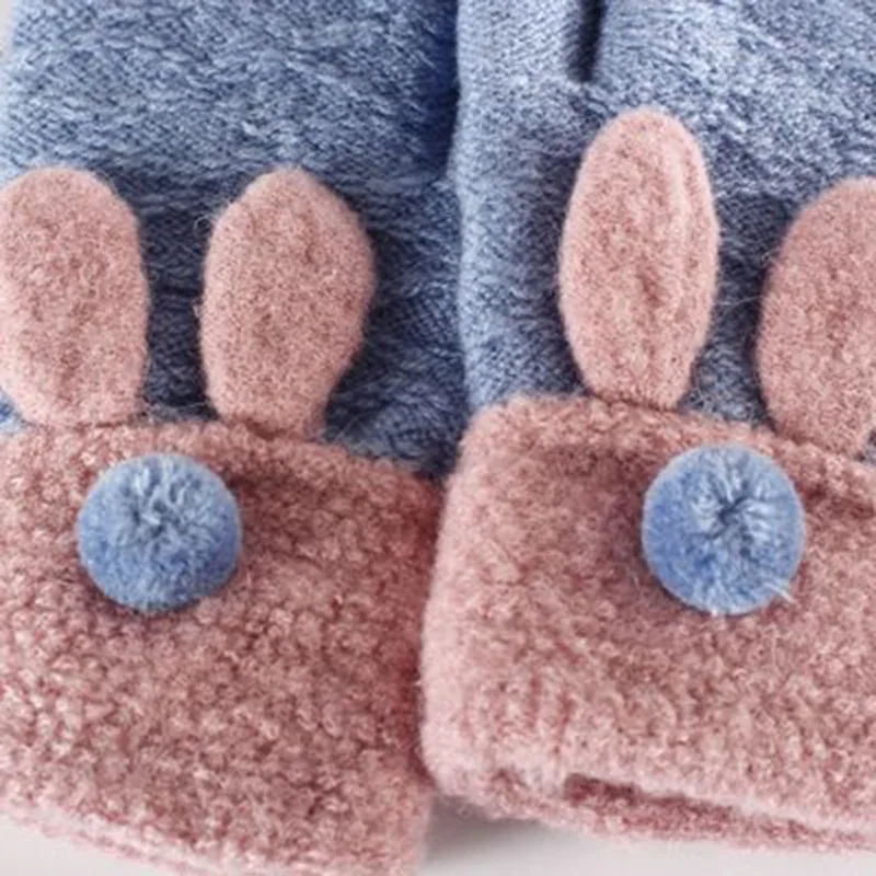 Женские осенне-зимние Акриловые эластичные вязаные теплые варежки на весь палец