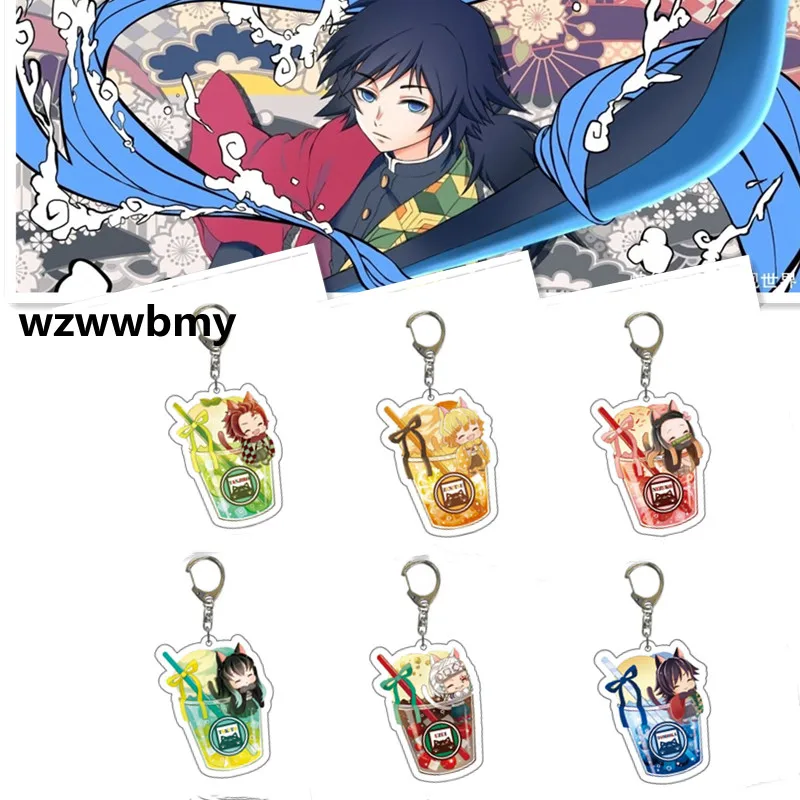 

Japan Anime Demon Slayer Kimetsu no Yaiba Keychain Acrylic Ghost Blade Pendants Cute Cartoon Bag Key Chains Cosplay Jewelry Gift