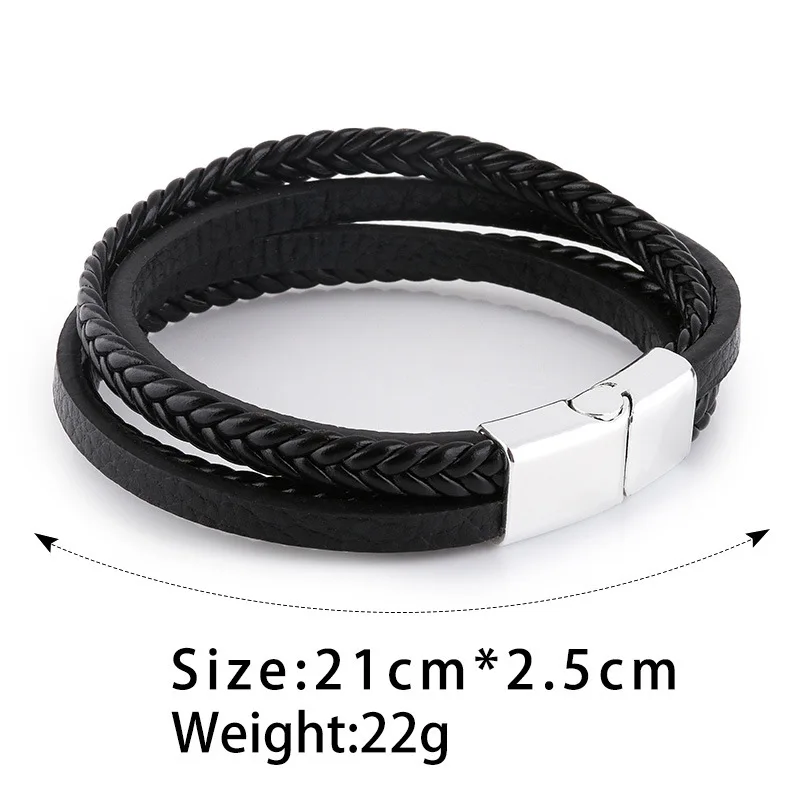 

ZOSHI Trendy Genuine Leather Bracelets Men Summer Jewelry Stainless Steel Multilayer Braided Rope Bracelets Wrap Bracelets