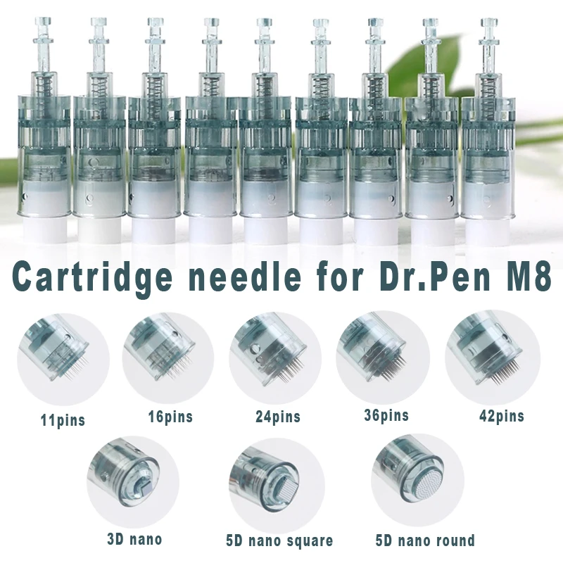 50Pcs Dr.Pen M8 W/C ULTIMA Derma Pen Microneedleing Cartridge Needle 11 16 24 36 42Pin 3D Nano 5DRound Beauty Face MTS Skin Care