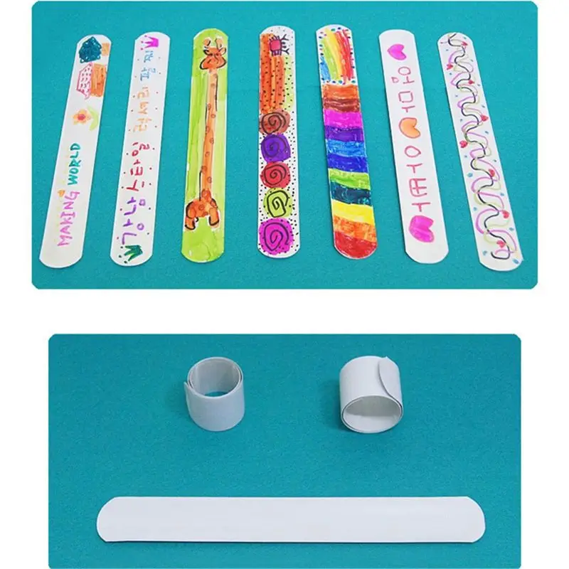 Pulseras Slap DIY para ni&ntilde;os, recuerdos de fiesta, regalos de Pascuas, manualidades de arte, 12 Uds.-0