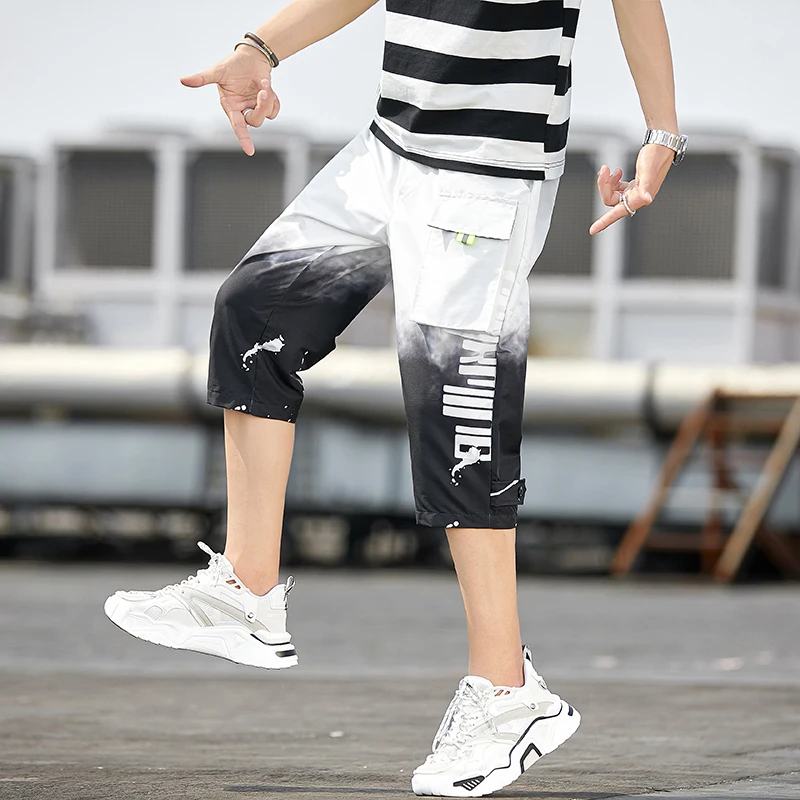 

Men Shorts Summer Casual Slim Fit Streetwear Trousers Trend Gradient Printing Shorts