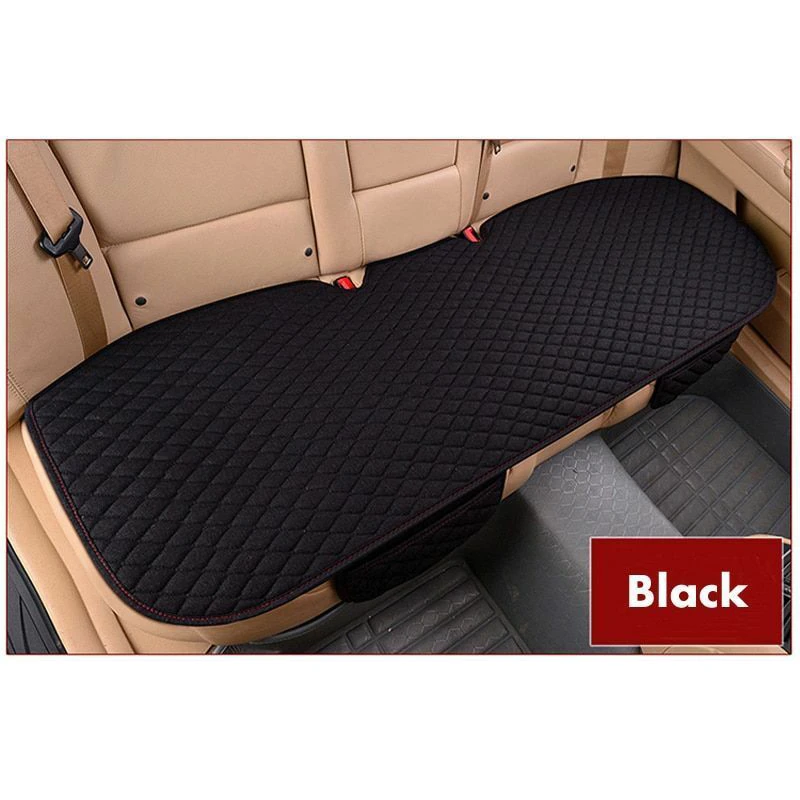 a black rear seat Чехол для автокресла четыре сезона до и после ромбовидной льняной подушки дышащий защитный коврик автозапчасти универсальный размер - Название цвета: a black rear seat