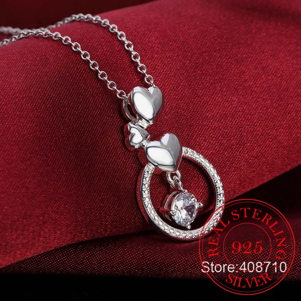 Женское Ожерелье с кулоном из серебра 925 пробы модное колье сердцем | Украшения и