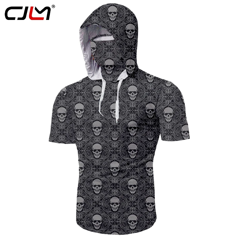 

CJLM Summer Man Free Shipping Mask T Shirt Street Style Men Oversized Scarf T-shirt 3D Printed Skulls Wholesale Clothing 5XL