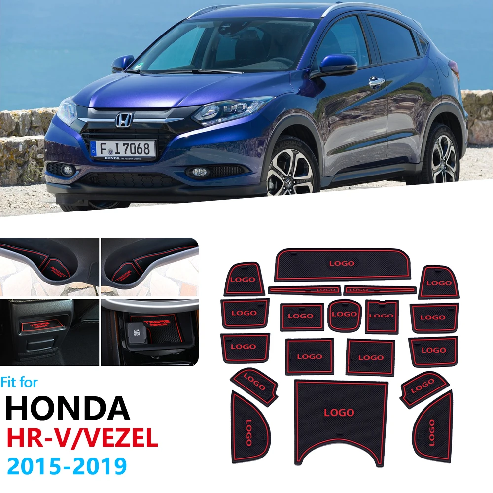 Противоскользящими резиновыми затворный слот, циновка чашки для Honda HR-V вариабельности сердечного ритма подушки Салонные подложки наклейки для автомобиля