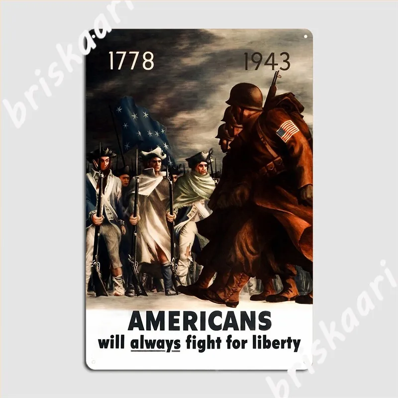 

Американцы всегда будут сражаться за свободу 2 мировая война пропаганда 1943 металлический знак для кинотеатра таблички для гостиной Забавны...