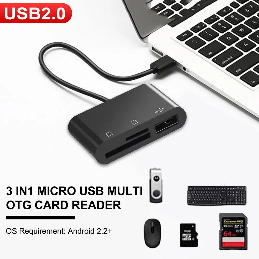 3 в 1 мульти микро USB 2 0 OTG Хост-адаптер кабель TF SD концентратор-картридер памяти для