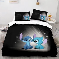 cartoon black stitch 3d printed duvet cover set with pillowcase adult kids bedroom decor gift bed linen sets disney bedding sets