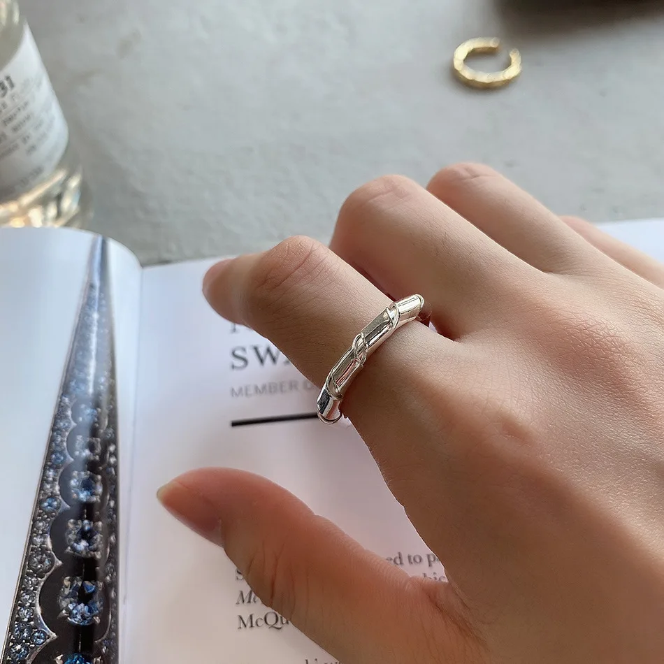 

Korean jewelry 925 pure silver woven ring personalized fashion jewelry fashion line twisted ring