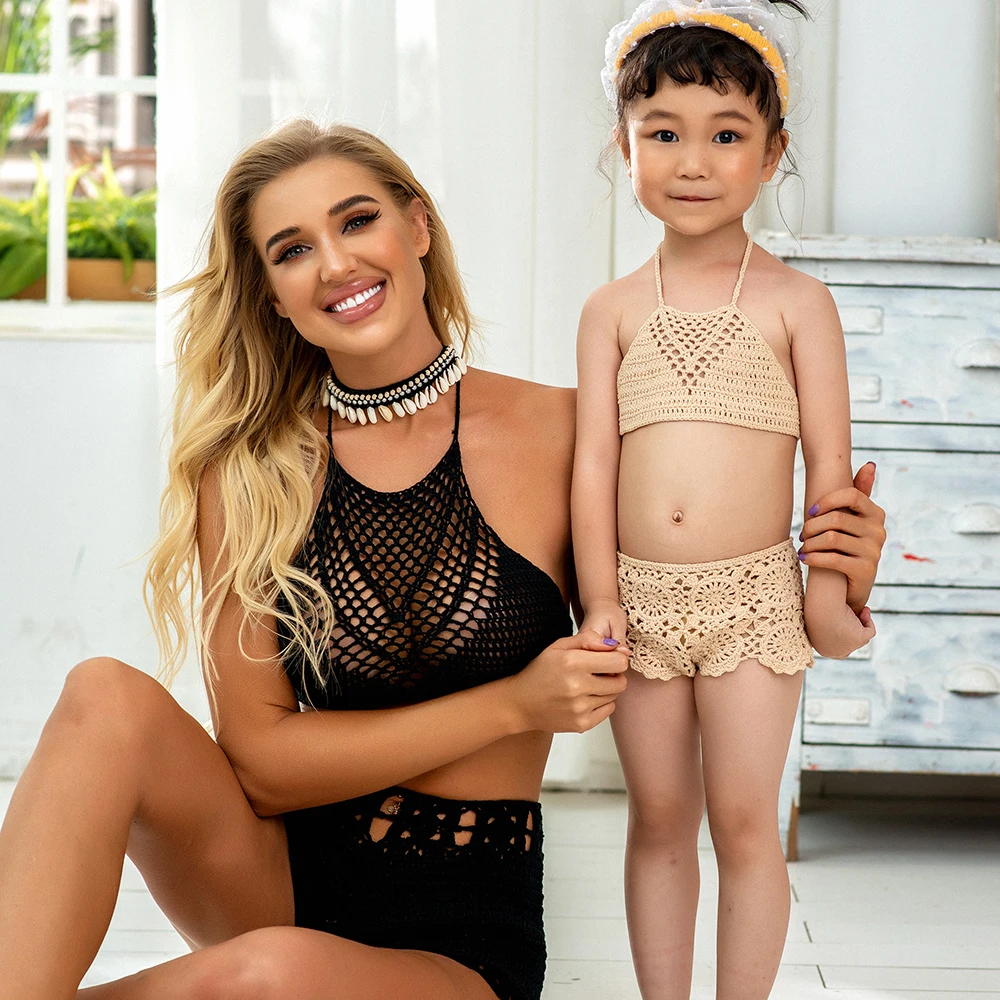 Детский вязаный костюм бикини для маленьких девочек купальники купальные