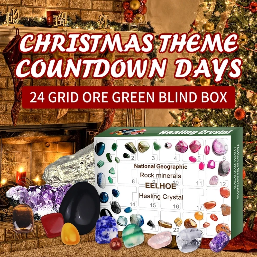 

2022 Merry Christmas Ornament 24 Day Blind Box Christmas Advent Calendar Countdown Healing Crystal Natural Gem Blind Box
