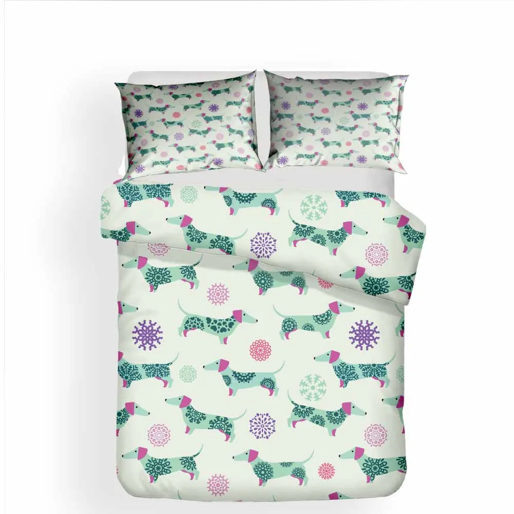 

Dachshund Bedding Set Dog Floral Motif Duvet Cover Comforter Cover Pillowcases Bed Linens Bedclothes Twin Full Queen King Size