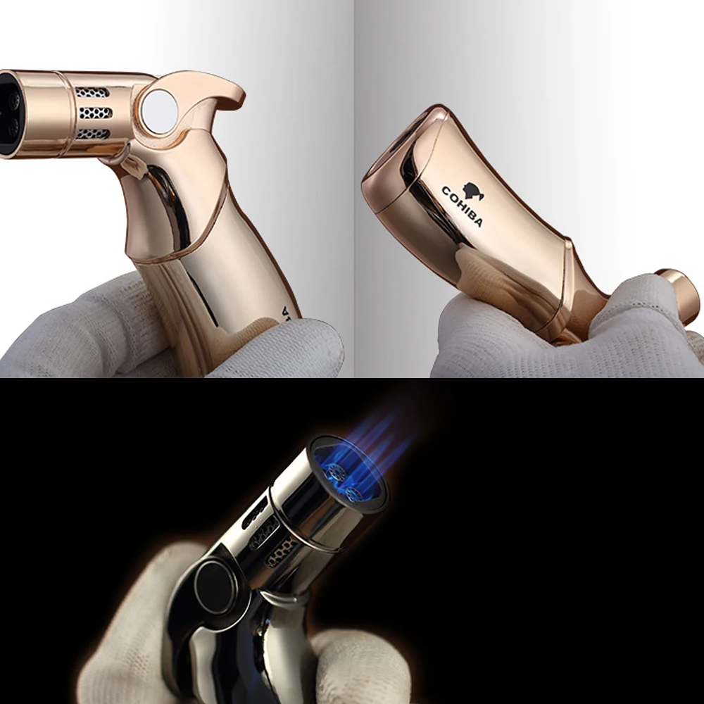 Металлическая зажигалка для сигар сигарет табака 4 фонарь струйное пламя