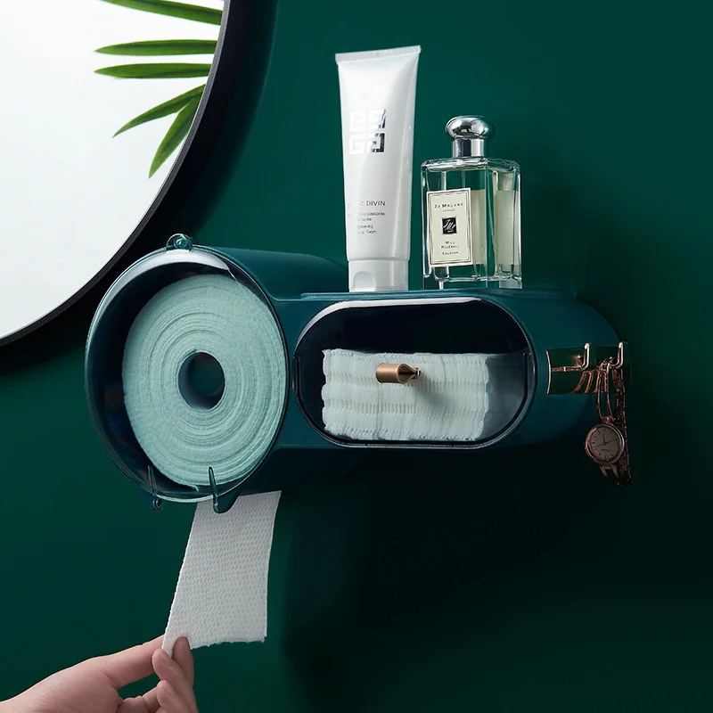 Настенной туалетной бумаги коробка PunchFree самоклеющейся Водонепроницаемый