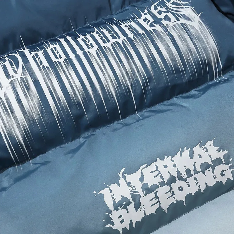 

ELKMU Gradient Graffiti Jacket Parka Streetwear Hip Hop Mens Jacket Oversized Harajuku Winter Padded Jacket Coat Outwear HE440