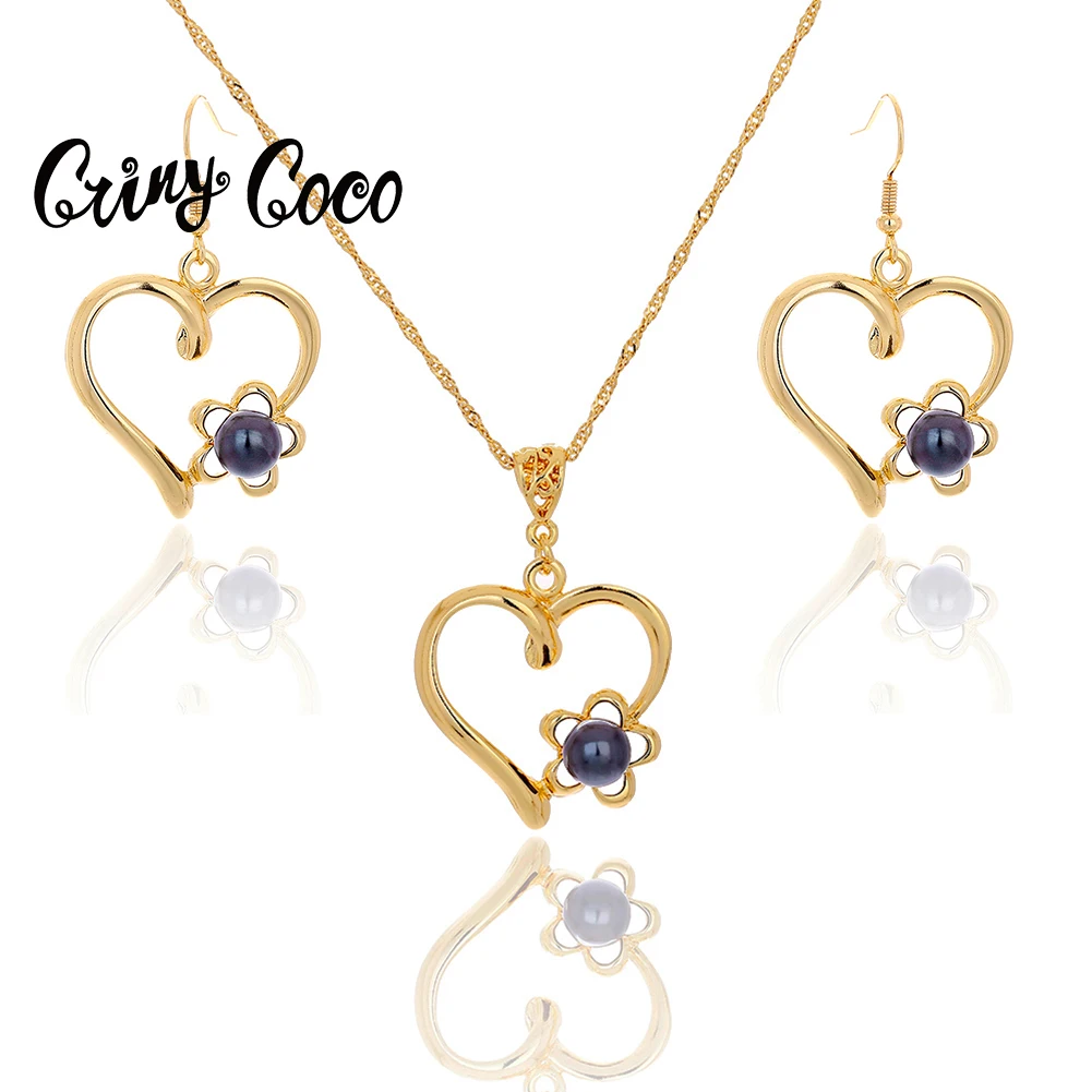 

SophiaXuan Hawaiian Love Heart Pendant Necklace Set Valentines Trendy Gold Plated Jewelry Fashion Jewelery Sets for Women 2021