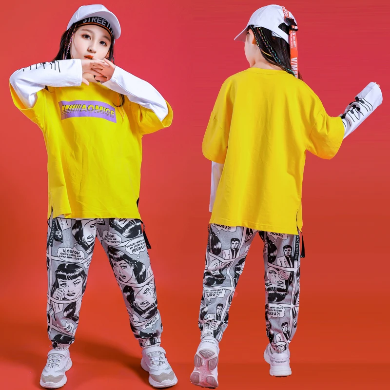 Детский комплект для уличных танцев одежда в стиле хип-хоп девочек джазовых