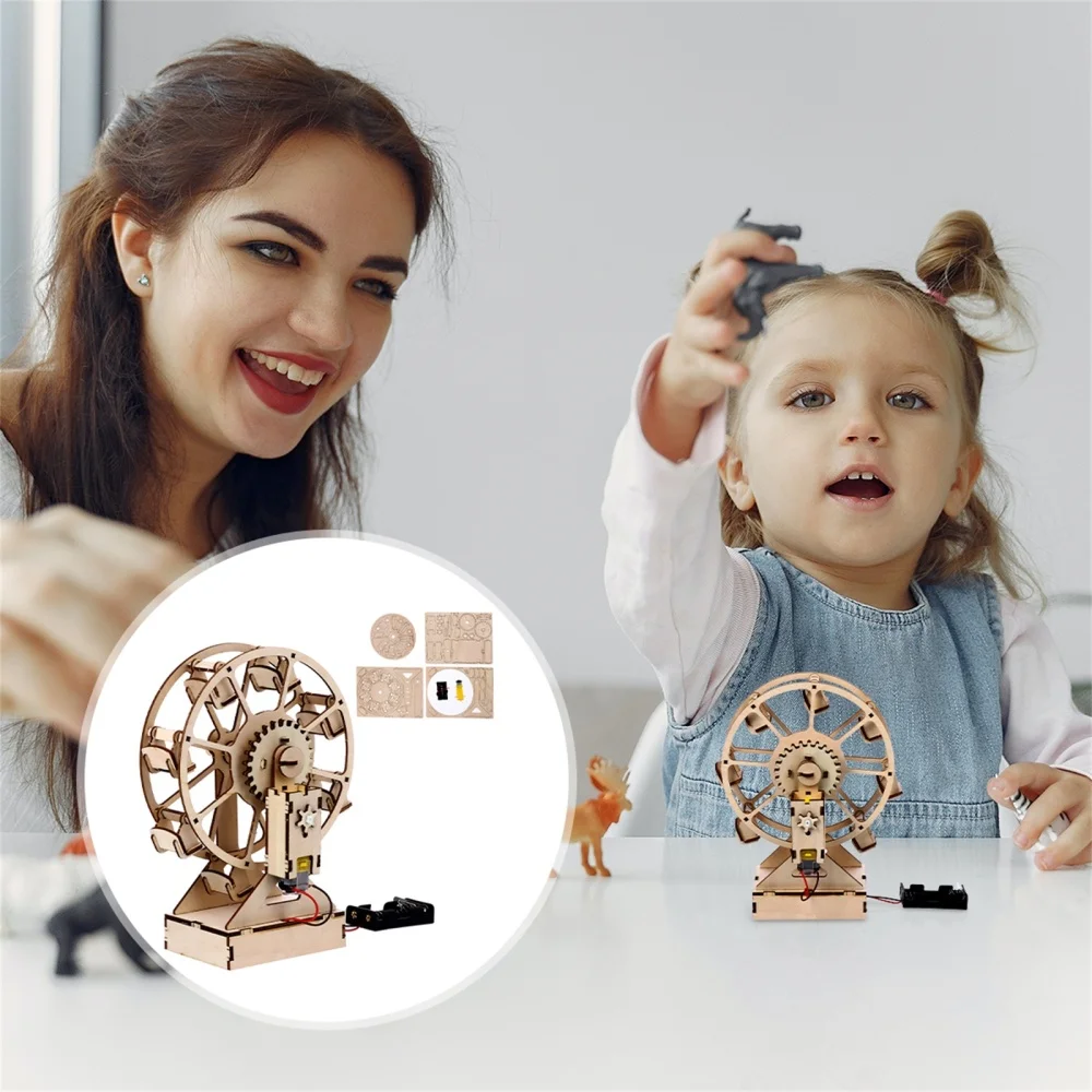 

3D Wooden Puzzle DIY Jigsaw Educational Assemble Puzzle Without Battery