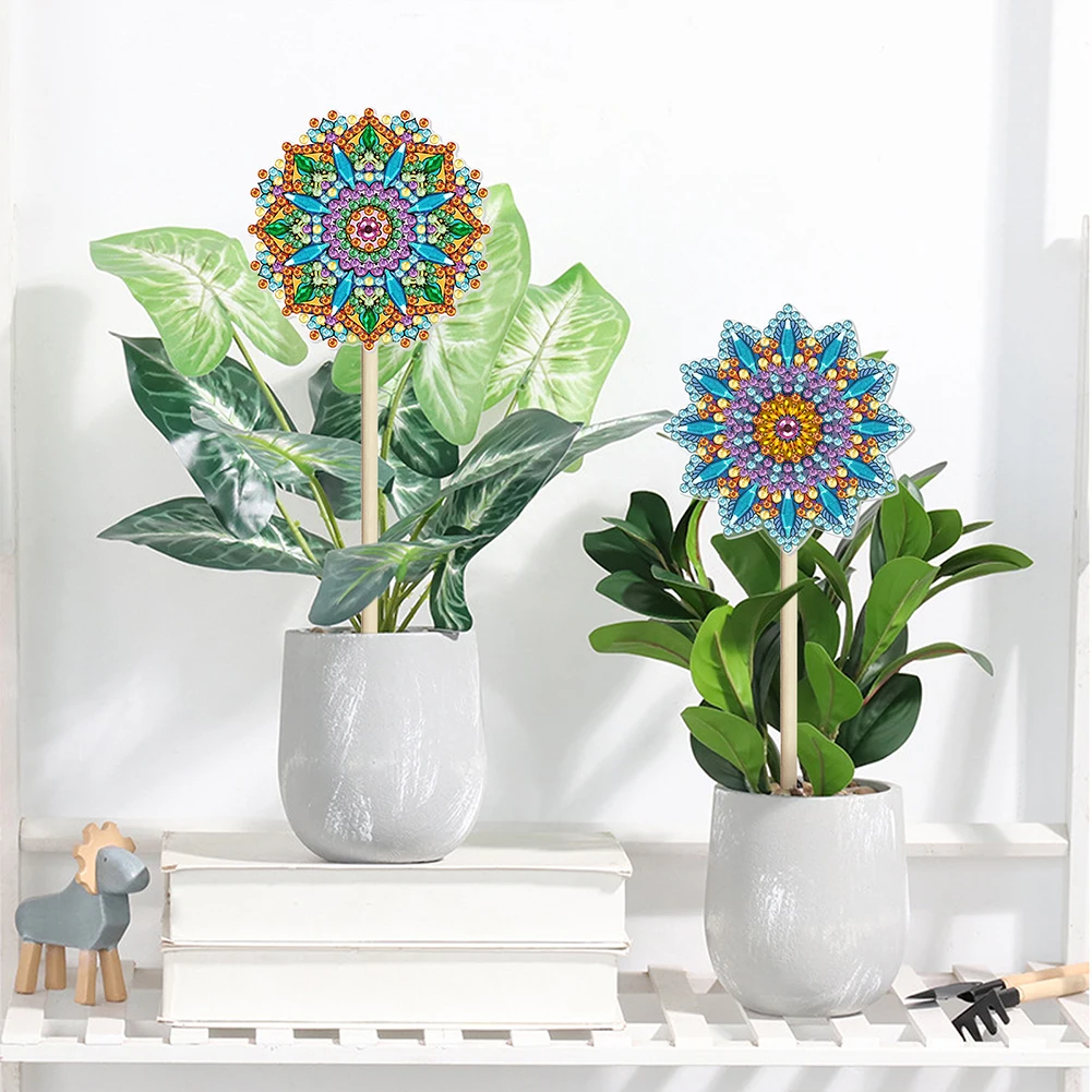 

2pcs/Set 3D DIY Diamond Garden Flowers Plants Decorative Stake Rhinestone Craft Yard Lawn Decor Stick for Home Christmas Gifts