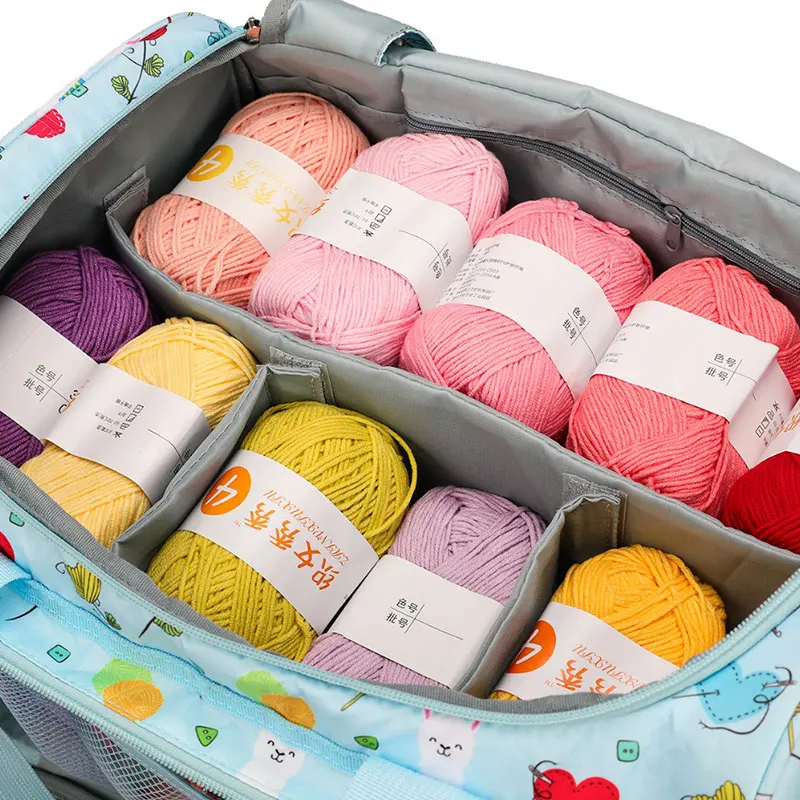 

Crochet Bag For Yarn Knitting Needle Woven Wool Home DIY Storage Sewing Tools Traveling Printing Organizer