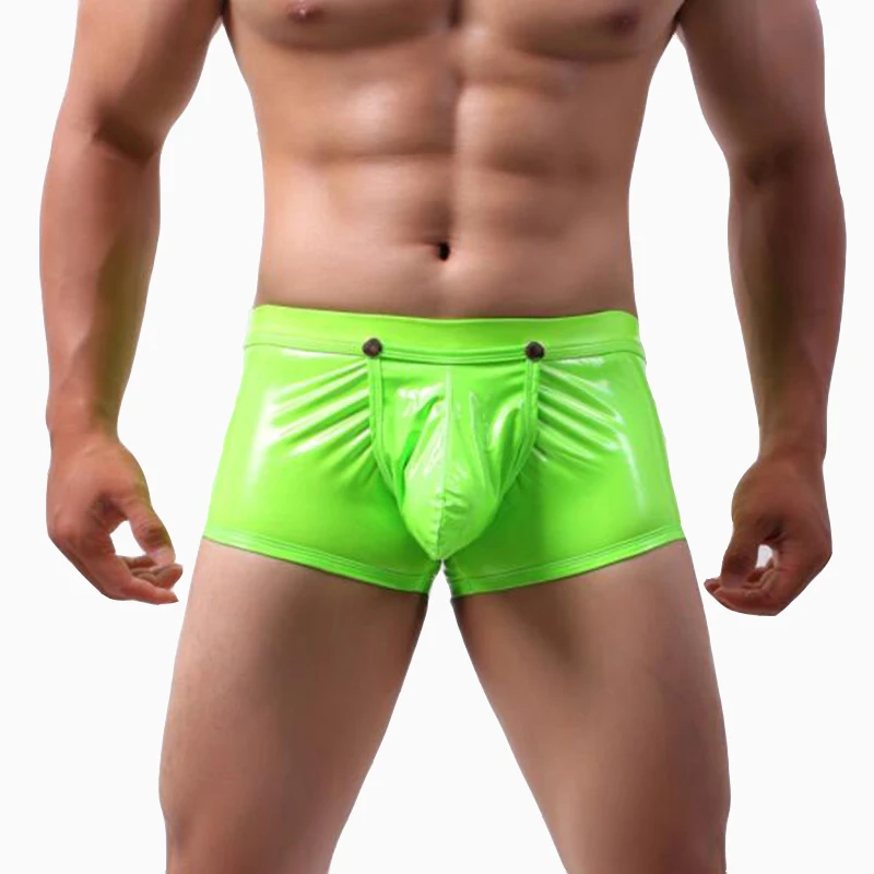 

Man's Underwear Shorts Boxers Men's Underpants Imitation Leather Sexy Calzoncillos Hombre Ropa Interior Hombre Cut Out Gay