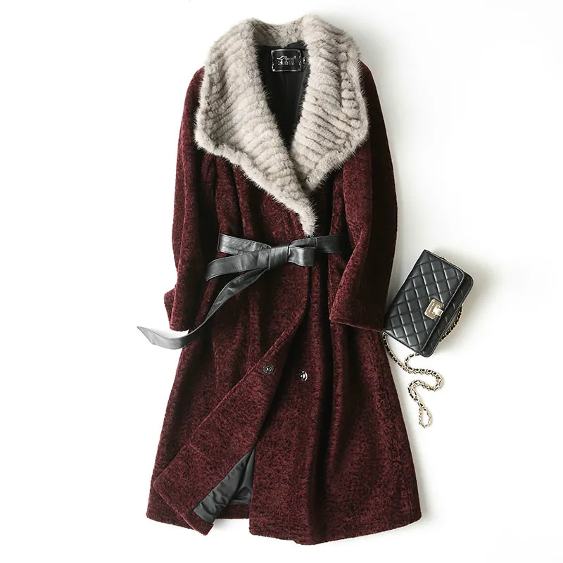 Женское длинное пальто из 100% шерсти теплое винтажное с воротником 2021