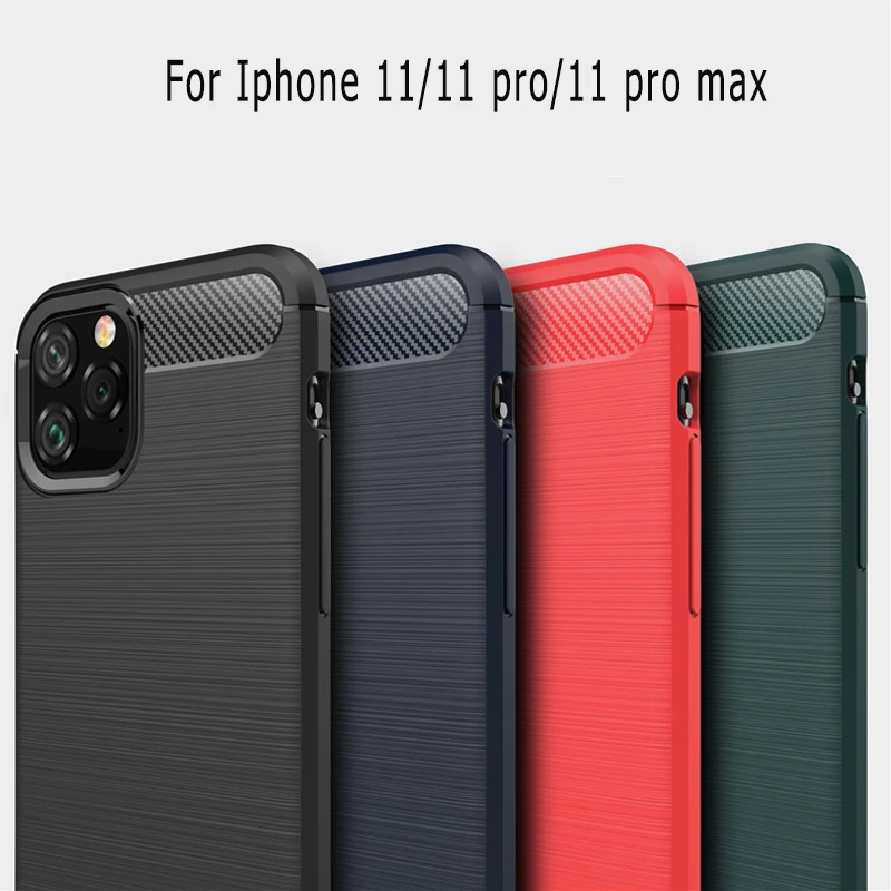 Силиконовый чехол для Iphone 11 2019 Чехол Мягкий бампер из углеродного волокна