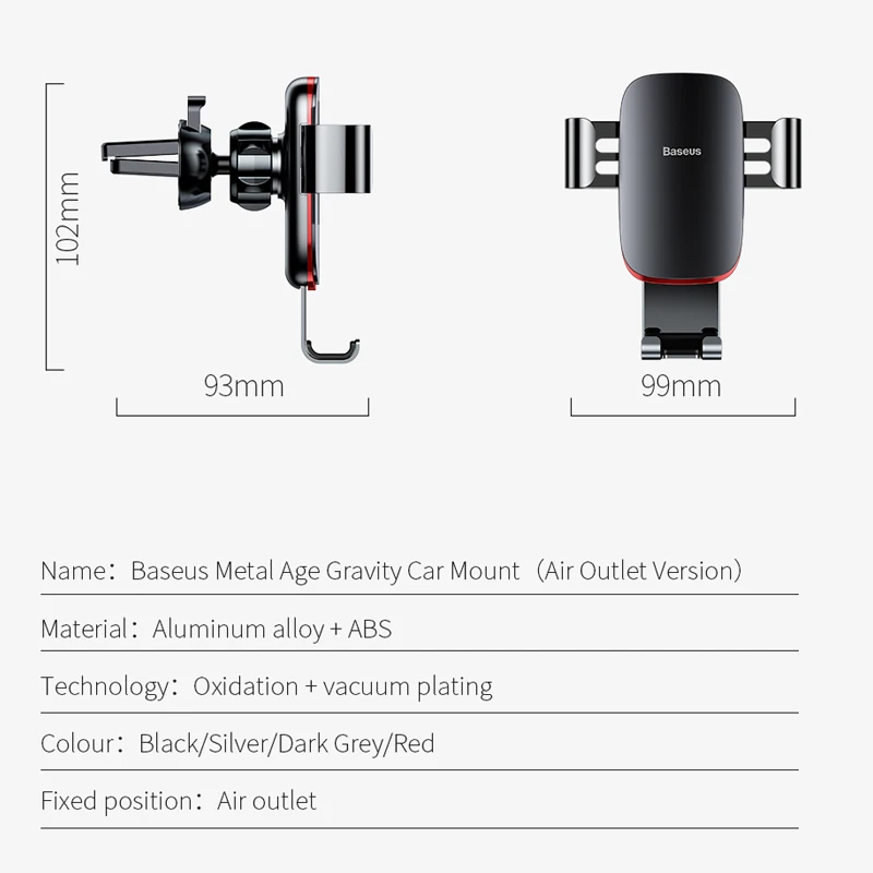 

Baseus Air Outlet Phone Holder In Car Auto-locked Gravity Car Holder Universal Phone Holder Stand Mount For iPhone 11 Pro X Xs 7