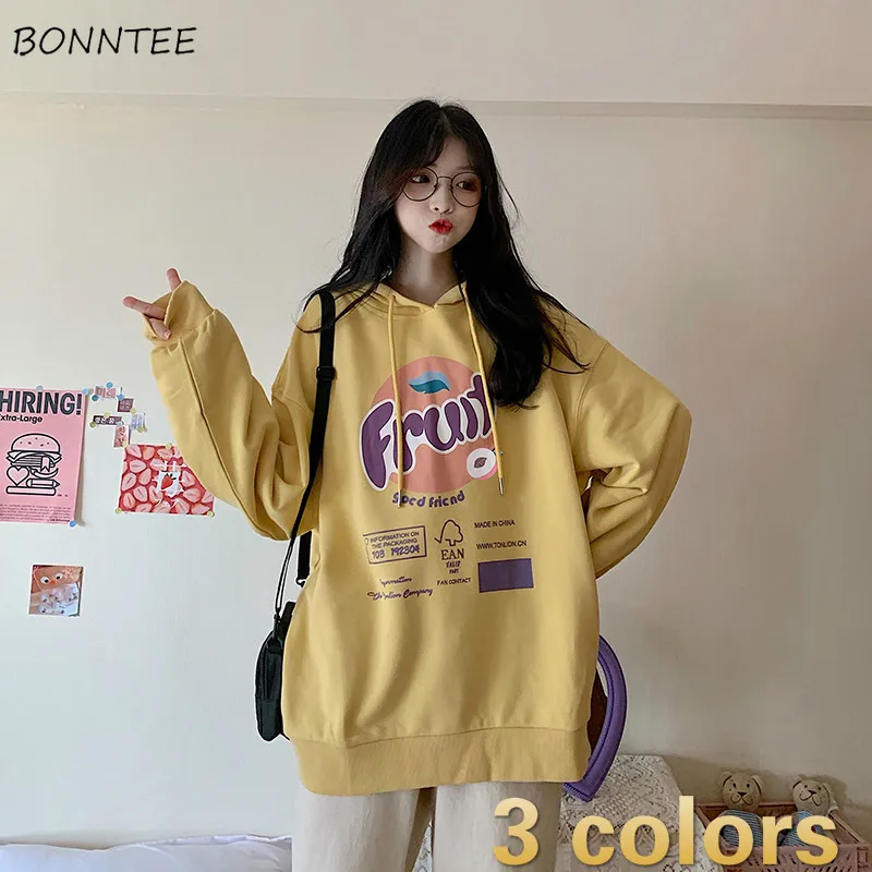 

Hoodies Women Hooded Printed Simple All-match Korean Style Leisure Comfortable Pullovers Feminino Daily Sweatshirts Chic Spring