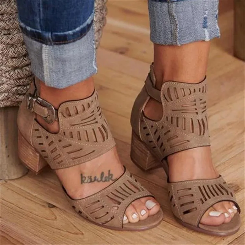 

Women Sandals High Heel Gladiator Buckle Strap Fashion Shoes Woman Sandalias Mujer Summer Ladies Sandals Plus Size 35-43
