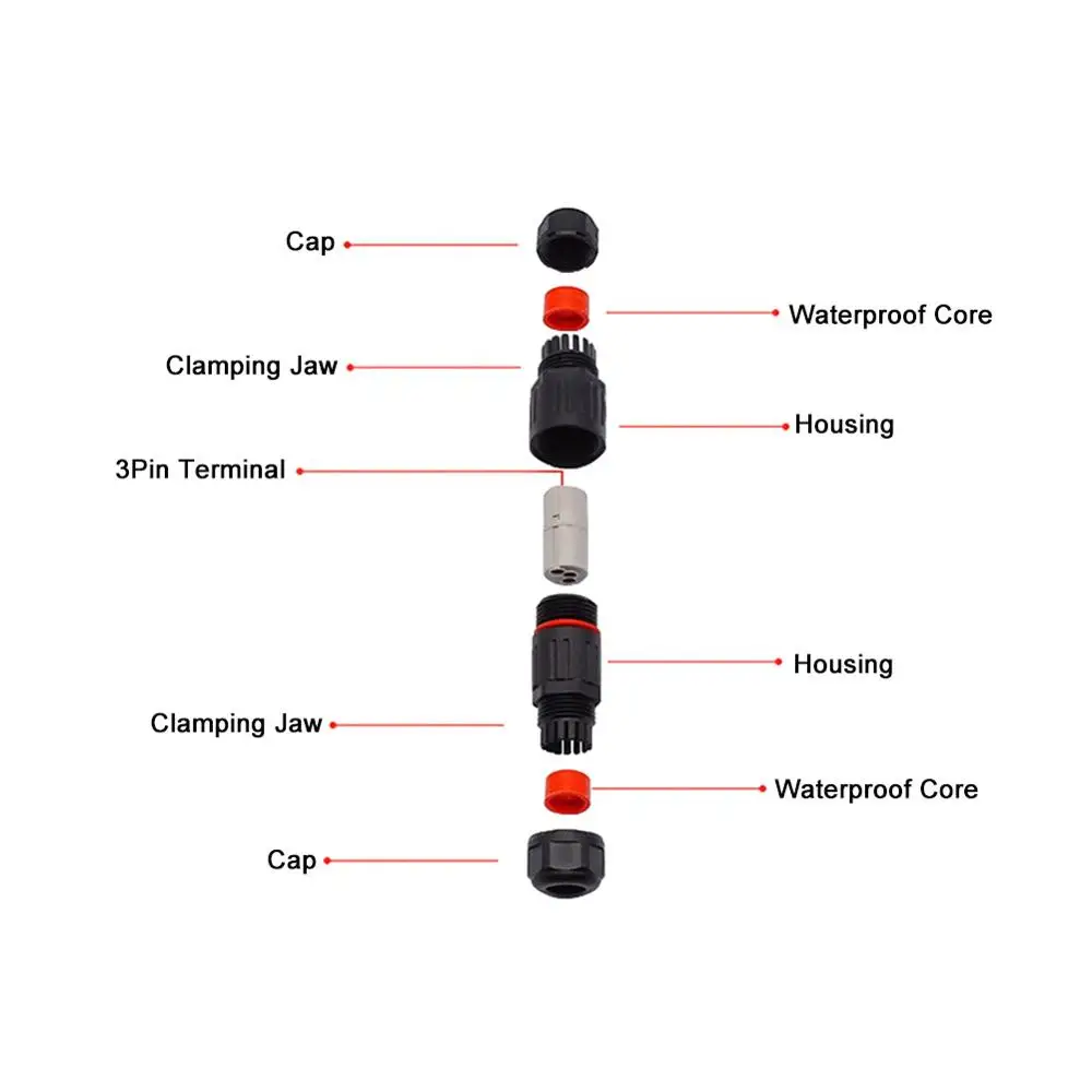 

10PCS IP68 Waterproof Electrical Wire Cable 3Pin Connector Outdoor Plug Socket Micro Usb Connector Straight Connector Electrical
