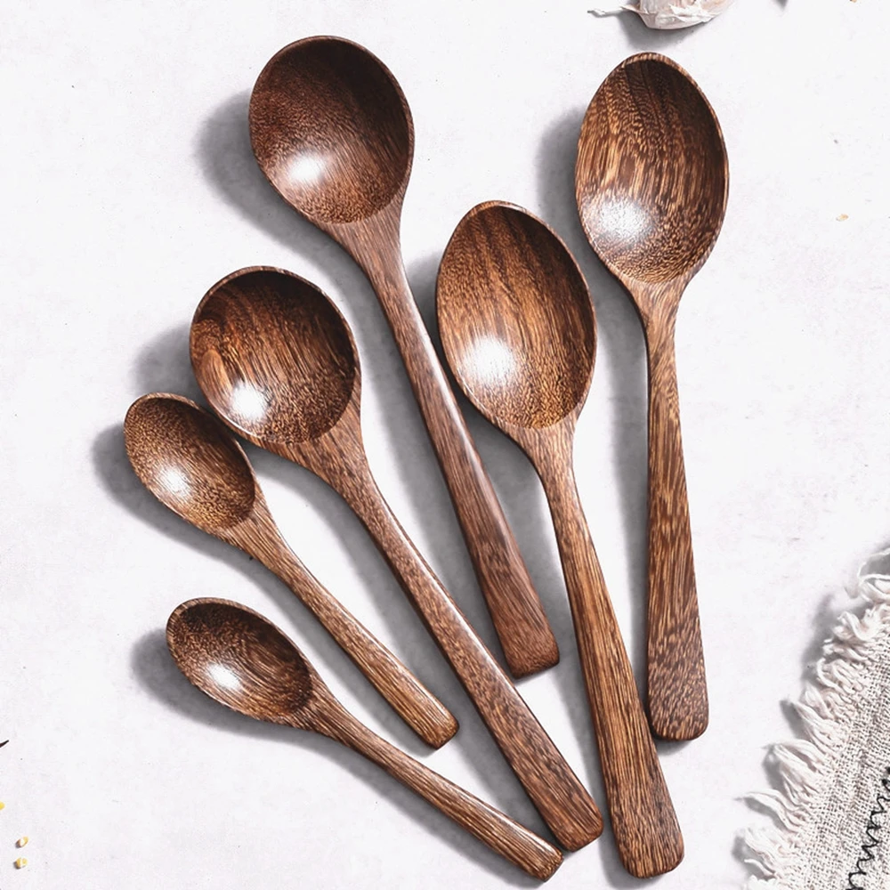 1PC Wooden Spoon Kitchen Cookware Tools Soup Tea Cooking Vegetable Oil Cute Creative Spoons | Дом и сад
