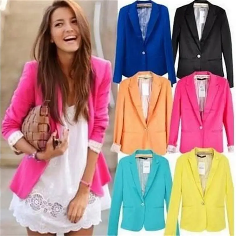 

Suit Slim Yards Ladies Blazers Work Wear Jacket Hot Women New Candy Color Jackets
